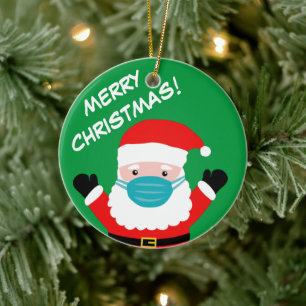 Décoration En Céramique Caricature de Père Noël avec masque facial