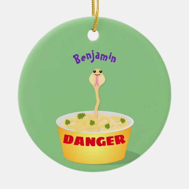 Décoration En Céramique Caricature de serpent aux nouilles mignonnes illus (Devant)