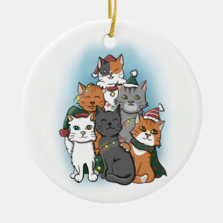Décoration En Céramique Caricature mignonne Pile de chat Noël