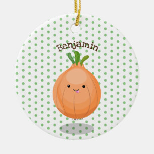 Décoration En Céramique Caricature vert oignon brun joli