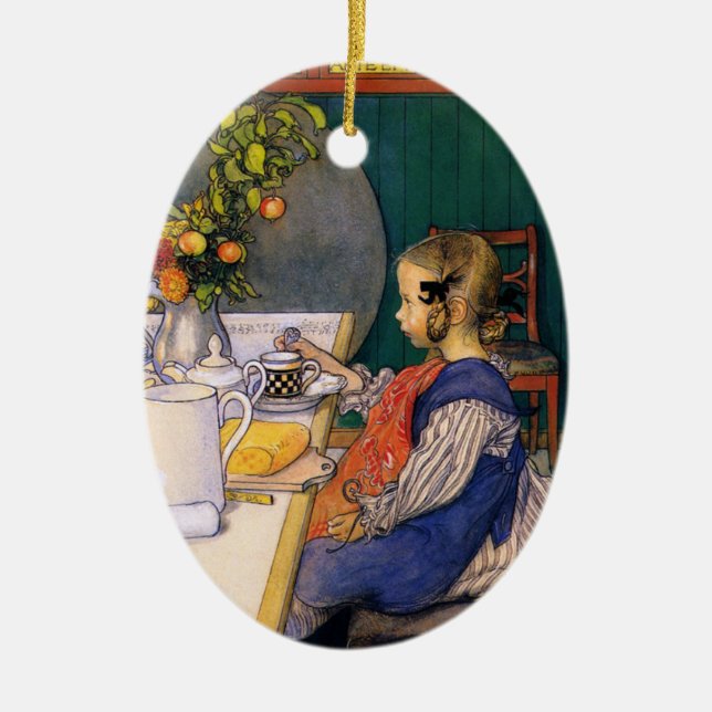 Décoration En Céramique Carl Larsson Petit déjeuner malheureux de Late Ris (Devant)