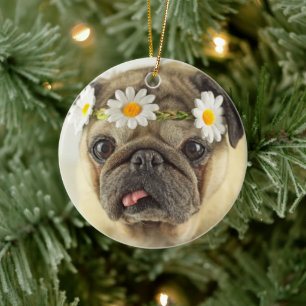 Décoration En Céramique Carlin avec couronne de marguerite