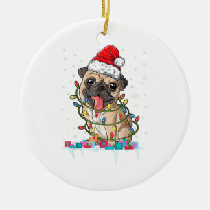 Décoration En Céramique Carlin Noël Arbre Lumières Père Noël Chien Xmas Ca