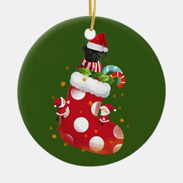 Décoration En Céramique Carlin Noir Avec Chaussure (Devant)