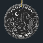 Décoration En Céramique Carlsbad Caverns National Park Vintage<br><div class="desc">Carlsbad Caverns monoline design. The park features more than 100 caves. Stalactites cling to the roof of the Big Room,  a huge underground chamber in the cavern.</div>