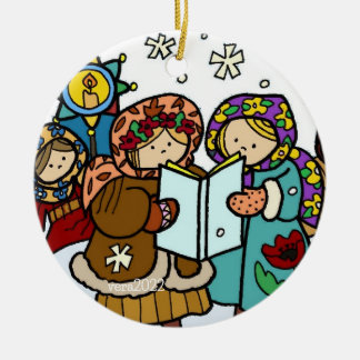 Décoration En Céramique Carollers de Noël ukrainiens Folk Art Ceramic Orn