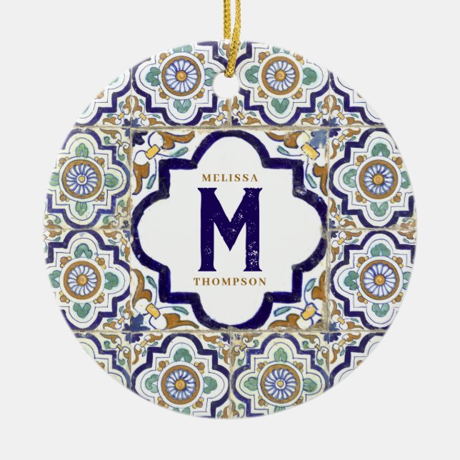 Décoration En Céramique Carreaux d'ornement vintages Monogramme (Devant)