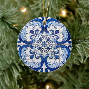 Décoration En Céramique Carreaux vernis portugais Noël de famille