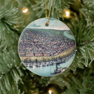 Décoration En Céramique Carte aérienne antique de Saint Louis, Missouri, 1