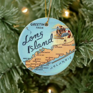 Décoration En Céramique Carte ancienne de Long Island