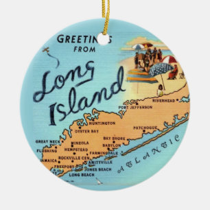 Décoration En Céramique Carte ancienne de Long Island