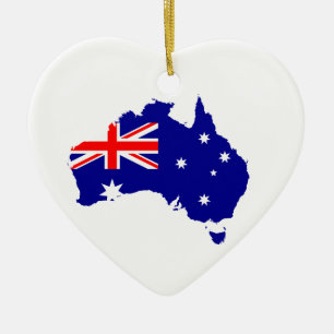 Décoration En Céramique Carte australienne Drapeau coeur céramique ornamen