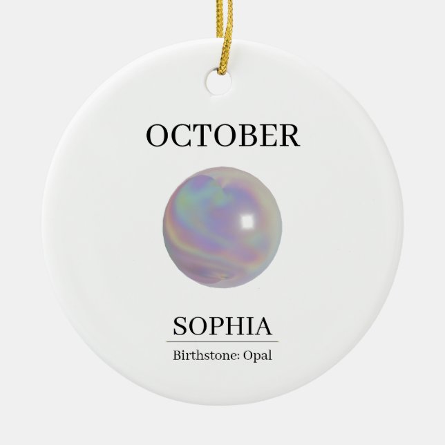 Décoration En Céramique Carte d'anniversaire personnalisée Opale d'Octobre (Devant)