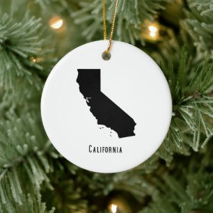 Décoration En Céramique Carte de Californie - Noir et blanc Californie mod