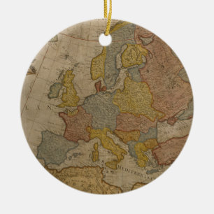 Décoration En Céramique Carte de l'Europe   1700