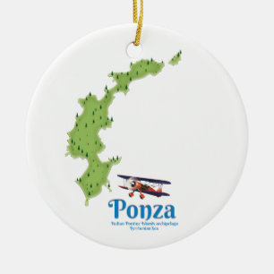 Décoration En Céramique Carte de l'île italienne de Ponza.