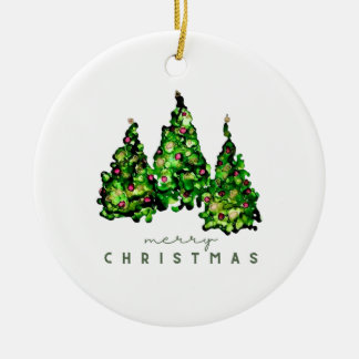 Décoration En Céramique Carte de Noël à motif d'arbre de Noël en encre alc