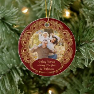 Décoration En Céramique Carte de vœux de Noël avec photo de famille person