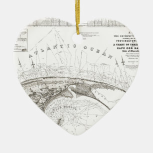 Décoration En Céramique Carte du Cap de Provincetown Vintage