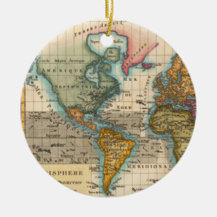 Décoration En Céramique Carte du monde années 1700 Antique 