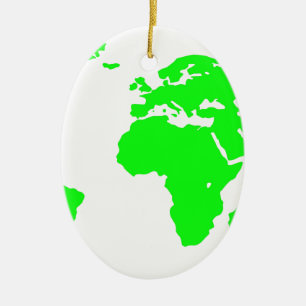 Décoration En Céramique Carte du monde blanc vert
