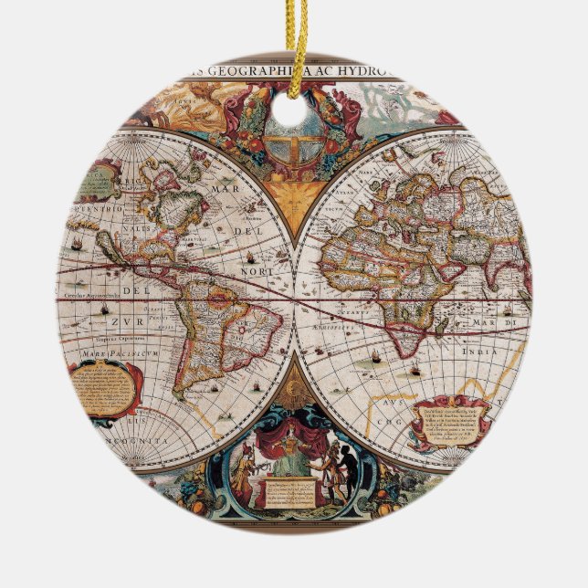 Décoration En Céramique Carte du monde du XVIIe siècle, latin 1600 (Devant)