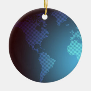 Décoration En Céramique Carte du monde en points numériques en dégradé art