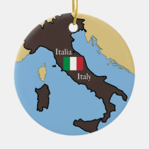 Décoration En Céramique Carte et drapeau de l'Italie