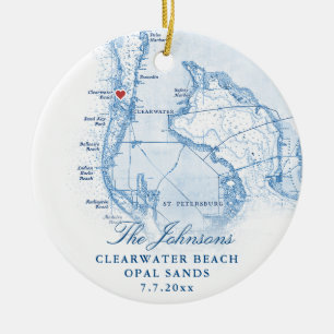 Décoration En Céramique Carte FL de Clearwater Beach Nouveau premier Noël