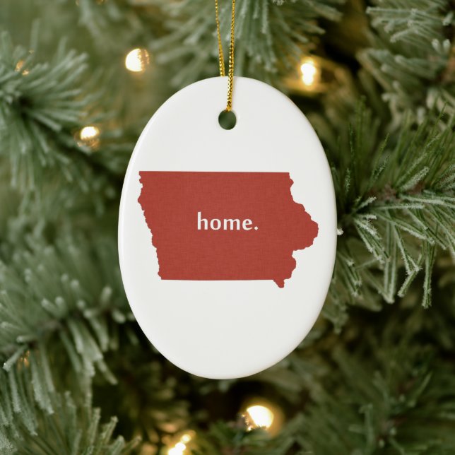 Décoration En Céramique Carte Iowa Façonné Maison Iowan Red Hawkeye (Arbre)
