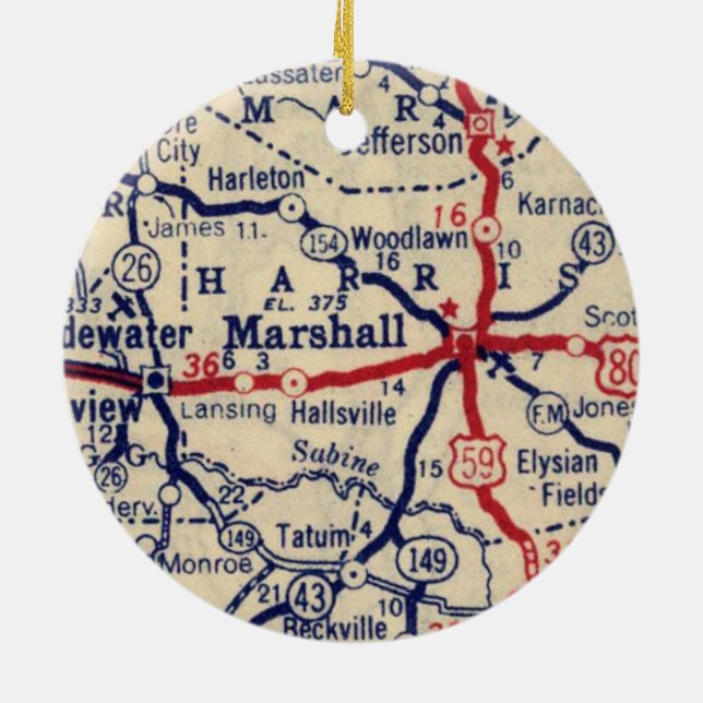 Décoration En Céramique Carte Marshall TX 1945 (Dos)