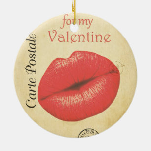 Décoration En Céramique Carte Postale Valentine Kiss