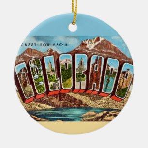 Décoration En Céramique Carte postale vintage bleue du Colorado