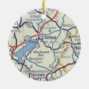 Décoration En Céramique Carte Vintage Clinton MA