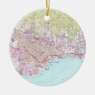 Décoration En Céramique Carte vintage de Santa Barbara la Californie