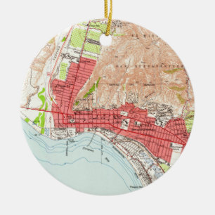 Décoration En Céramique Carte vintage de Ventura la Californie (1951)