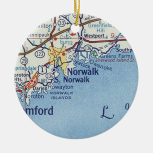 Décoration En Céramique Carte Vintage du CT de Norwalk