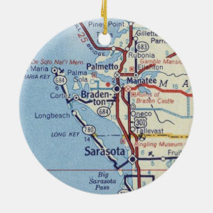 Décoration En Céramique Carte Vintage Sarasota Florida