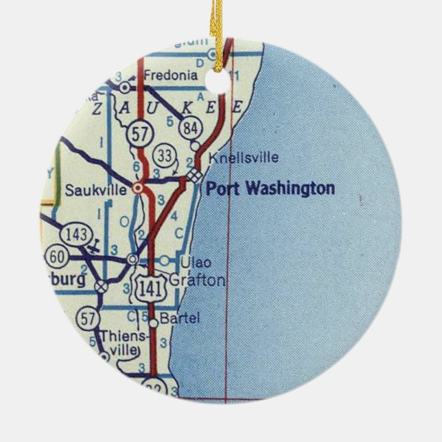 Décoration En Céramique Carte WI de Port Washington (Dos)