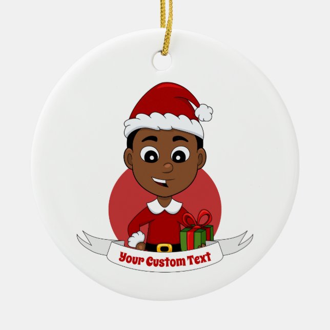 Décoration En Céramique Carton Cute African American Christmas boy (Devant)
