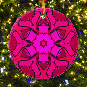 Décoration En Céramique Carton Mandala Flower Pink
