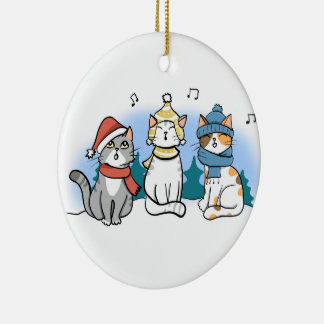 Décoration En Céramique Cartoon Cats Singing a Cheerful Christmas Carol