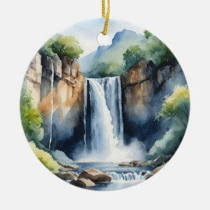 Décoration En Céramique Cascade peinte à l'aquarelle