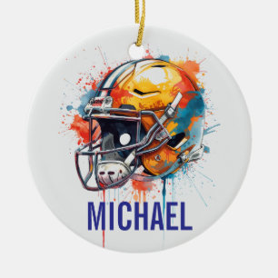 Décoration En Céramique Casque de football de motivation inspirante nom