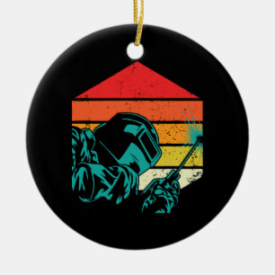 Décoration En Céramique Casque de soudage Vintage rétro Silhouette Soudeur