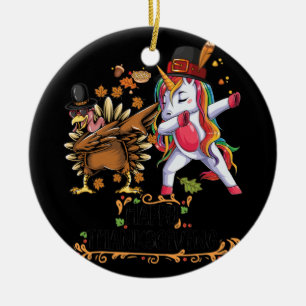 Décoration En Céramique Casquette pèlerin Turquie Unicorne Dabbing Thanksg