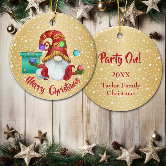 Décoration En Céramique Casquette rouge Jonglage Gnome Gold Star Arrière - (Créateur téléchargé)