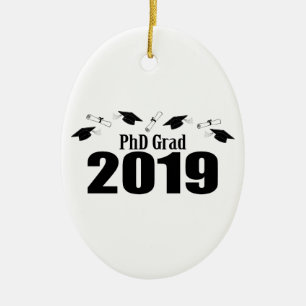 Décoration En Céramique Casquettes du diplômé 2019 de PhD et diplômes