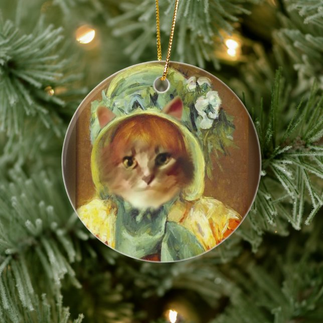 Décoration En Céramique Cassatt Bonnet sur chaton  (Arbre)