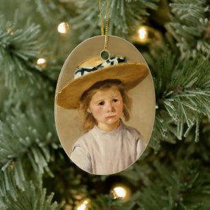 Décoration En Céramique Cassatt Enfant au Chapeau de Paille